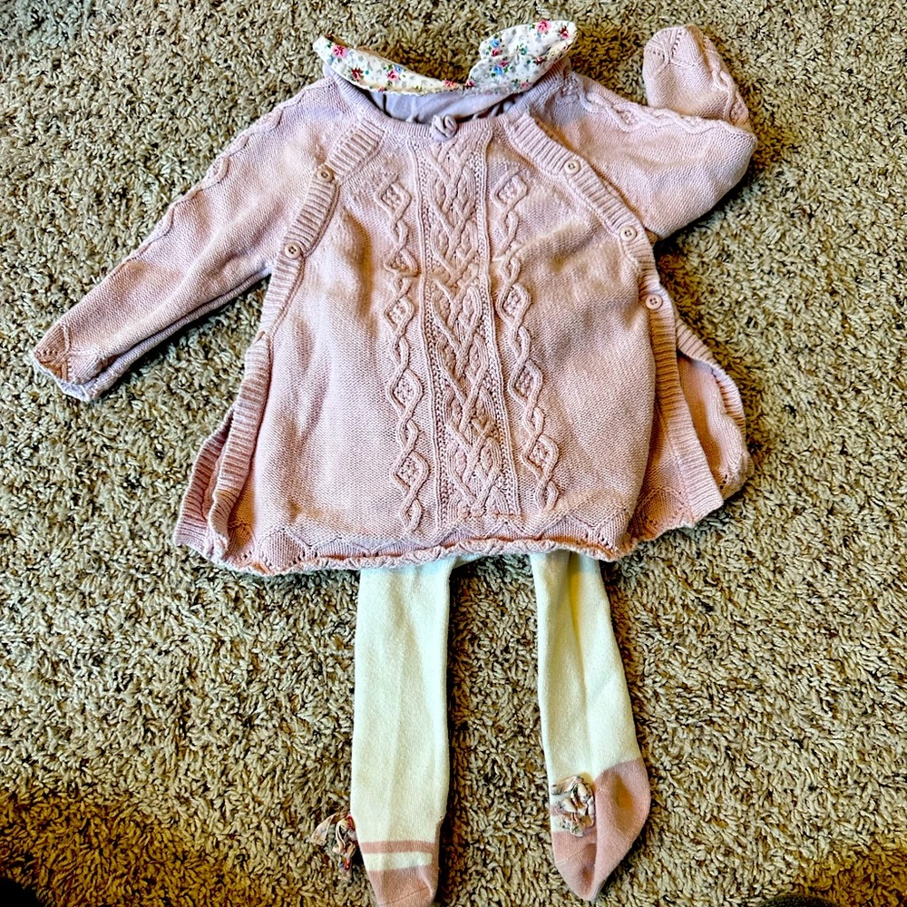 Shabby Chic Baby Sweater and Tight Set 6-9M